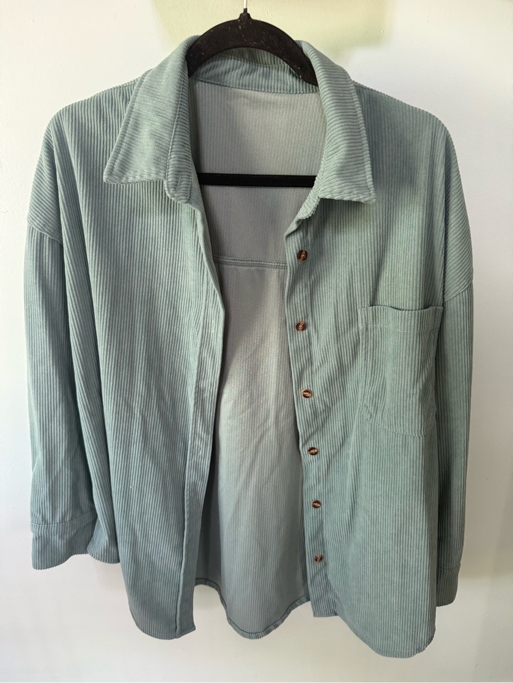 Light Sage Corduroy Button-Up Shirt Size Large